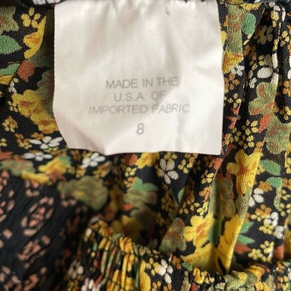 Vintage TRIO NY Peasant Pleated Patchwork Maxi Skirt Yellow Green,Black Size 8 - Picture 11 of 11